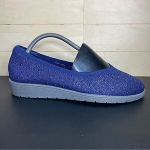 Skechers Memory Foam Cleo Flex Blue Sparkle Women's Size 9.5 Shoes Slip-Ons